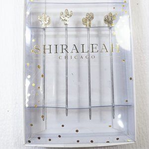 NEW Shiraleah Chicago Set of 4 Cocktail Picks Cactus‎ Gold appetizer party olive